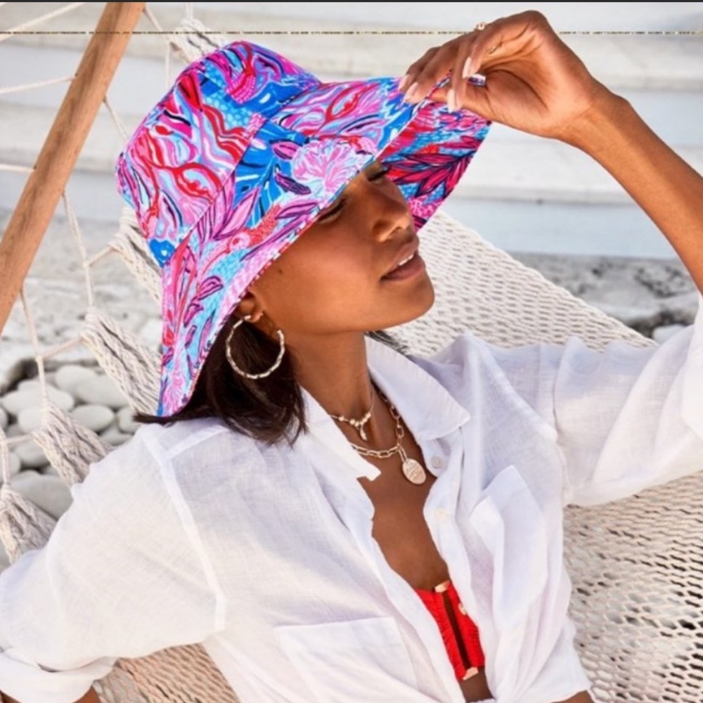 *NWT* Lilly Pulitzer Sun Hat in Ruby Red Wild Times - Picture 5 of 5